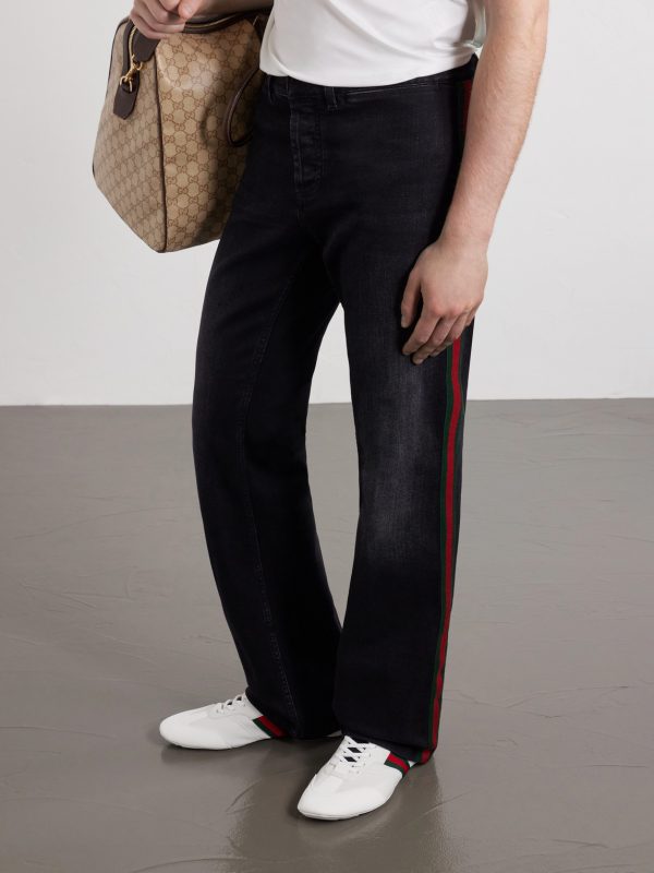 Flex Web Stripe-Detail Suede-Trimmed Leather Sneakers - OU Flex Web Stripe-Detail Suede-Trimmed Leather Sneakers - OU