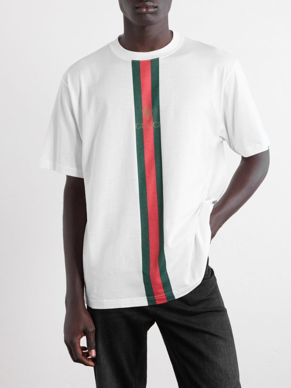 Logo-Print Striped Cotton-Jersey T-Shirt - FR Logo-Print Striped Cotton-Jersey T-Shirt - FR