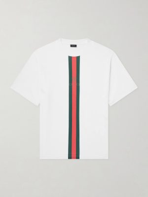 Logo-Print Striped Cotton-Jersey T-Shirt Logo-Print Striped Cotton-Jersey T-Shirt