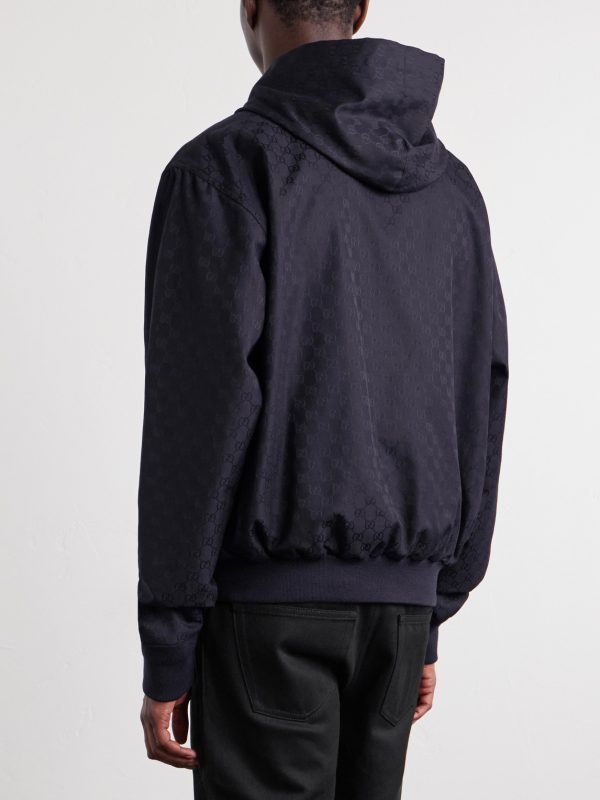 Logo-Jacquard Cotton-Canvas Hooded Jacket - BK Logo-Jacquard Cotton-Canvas Hooded Jacket - BK
