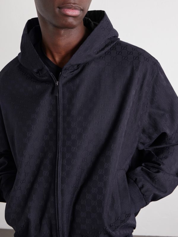 Logo-Jacquard Cotton-Canvas Hooded Jacket - CU Logo-Jacquard Cotton-Canvas Hooded Jacket - CU