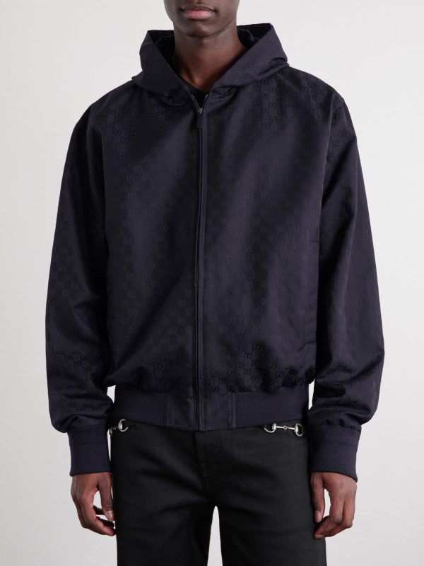 Logo-Jacquard Cotton-Canvas Hooded Jacket - FR Logo-Jacquard Cotton-Canvas Hooded Jacket - FR