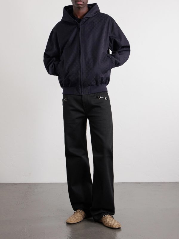 Logo-Jacquard Cotton-Canvas Hooded Jacket - OU Logo-Jacquard Cotton-Canvas Hooded Jacket - OU