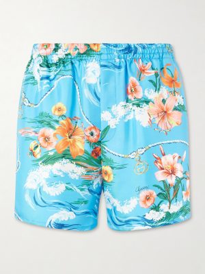 Straight-Leg Floral-Print Silk-Twill Shorts Straight-Leg Floral-Print Silk-Twill Shorts