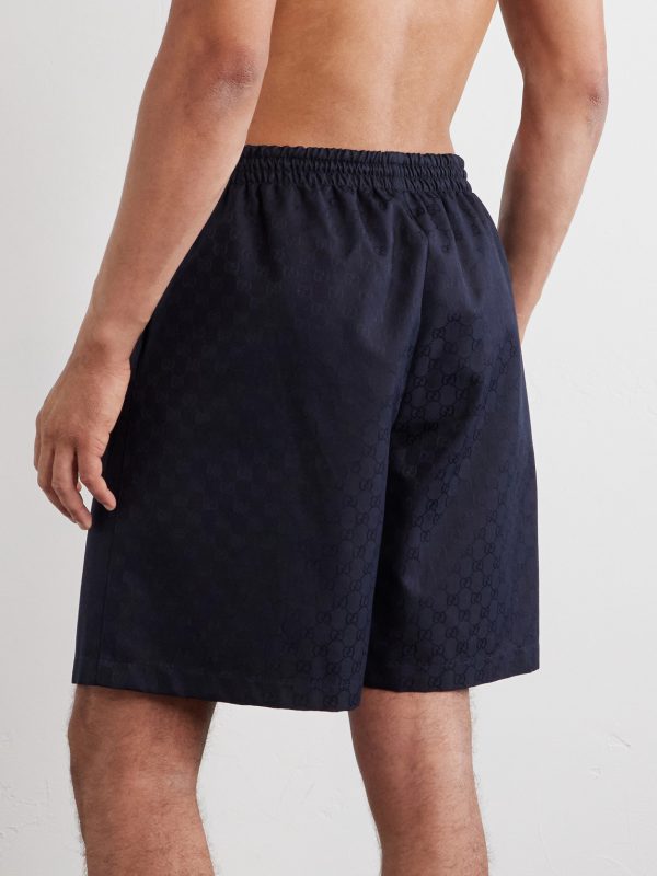 Straight-Leg Logo-Print Cotton-Faille Shorts - BK Straight-Leg Logo-Print Cotton-Faille Shorts - BK