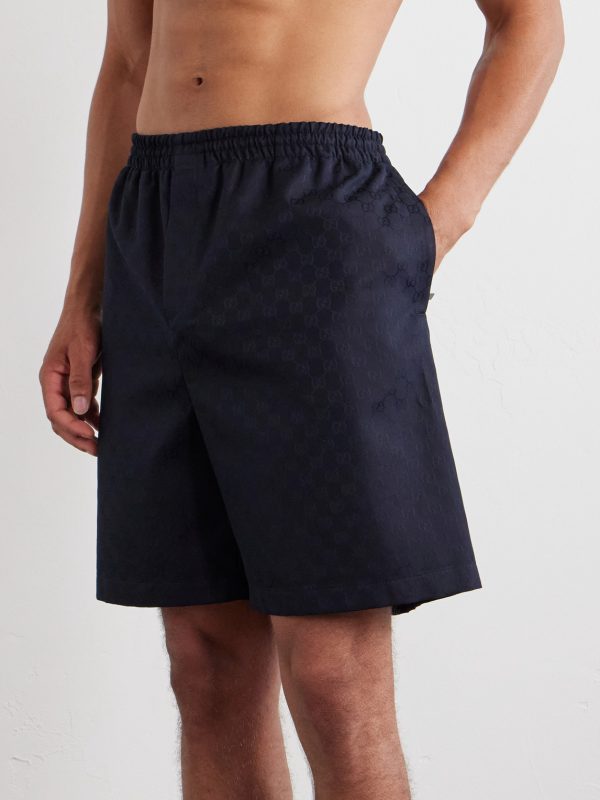 Straight-Leg Logo-Print Cotton-Faille Shorts - OU Straight-Leg Logo-Print Cotton-Faille Shorts - OU
