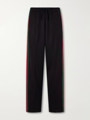 Webbing-Trimmed Silk and Cotton-Blend Trousers