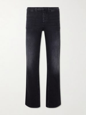 Wide-Leg Striped Cotton-Blend Trousers