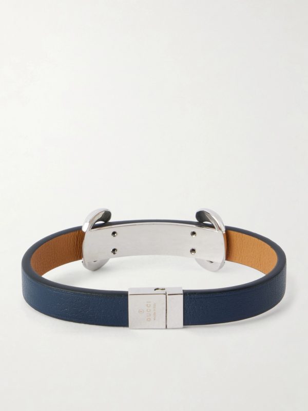 Horsebit-Embellished Silver-Tone and Leather Bracelet - BK Horsebit-Embellished Silver-Tone and Leather Bracelet - BK