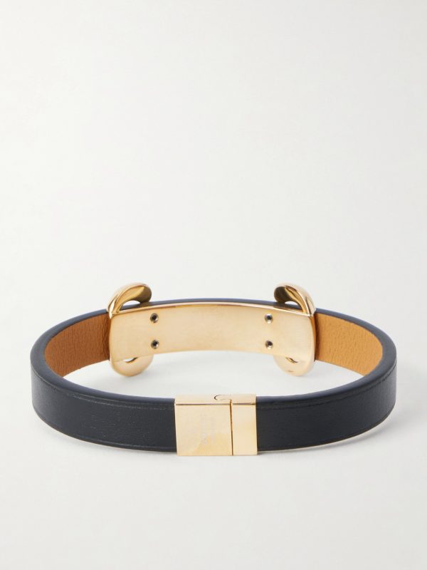 Horsebit-Embellished Gold-Tone and Leather Bracelet - BK Horsebit-Embellished Gold-Tone and Leather Bracelet - BK