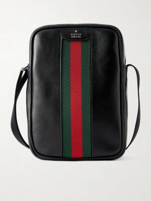 Webbing-Trimmed Leather Messenger Bag Webbing-Trimmed Leather Messenger Bag