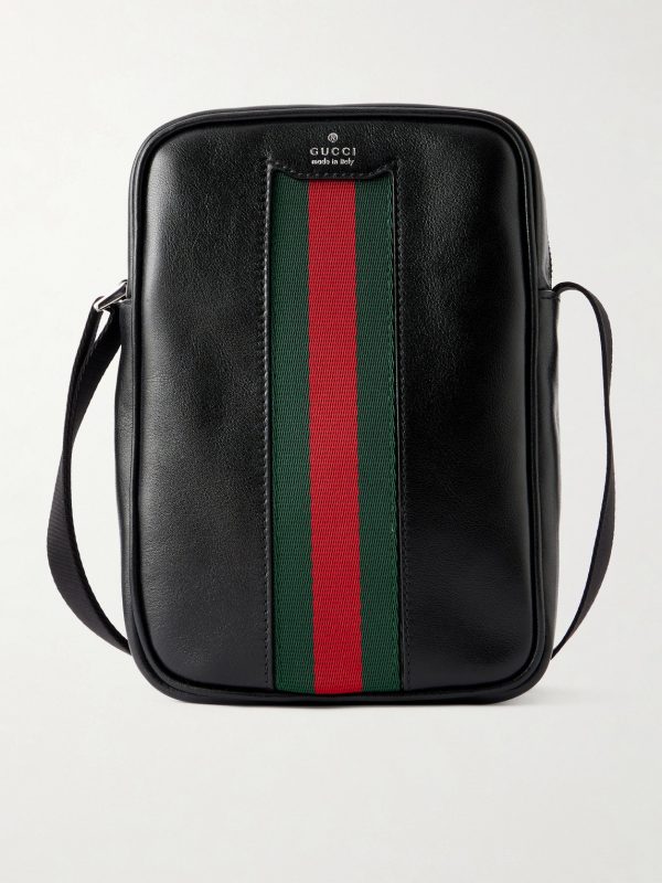 Webbing-Trimmed Leather Messenger Bag Webbing-Trimmed Leather Messenger Bag