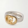 Interlocking G Logo-Embossed Gold and Silver-Tone Ring Interlocking G Logo-Embossed Gold and Silver-Tone Ring