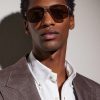 Aviator-Style Titanium Sunglasses - BK Aviator-Style Titanium Sunglasses - BK