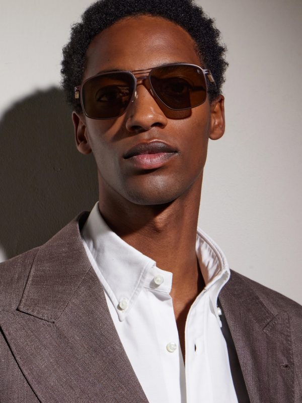 Aviator-Style Titanium Sunglasses - BK Aviator-Style Titanium Sunglasses - BK