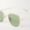 Wells J Round-Frame Titanium Sunglasses - E1