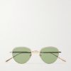Wells J Round-Frame Titanium Sunglasses