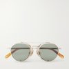 Ocampo Round-Frame Metal Sunglasses Ocampo Round-Frame Metal Sunglasses