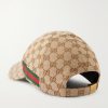 Webbing-Trimmed Logo-Jacquard Canvas Cap - BK Webbing-Trimmed Logo-Jacquard Canvas Cap - BK