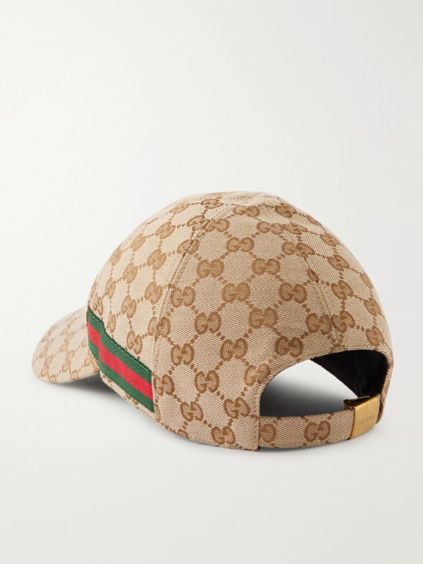 Webbing-Trimmed Logo-Jacquard Canvas Cap - BK Webbing-Trimmed Logo-Jacquard Canvas Cap - BK