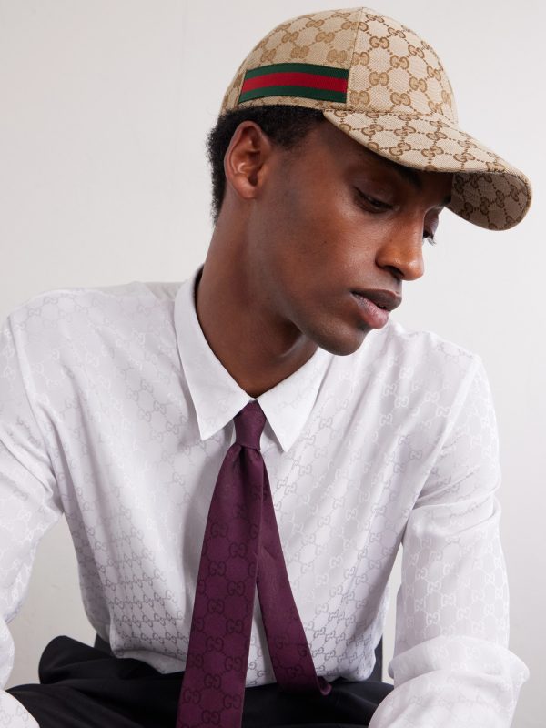 Webbing-Trimmed Logo-Jacquard Canvas Cap - FR Webbing-Trimmed Logo-Jacquard Canvas Cap - FR
