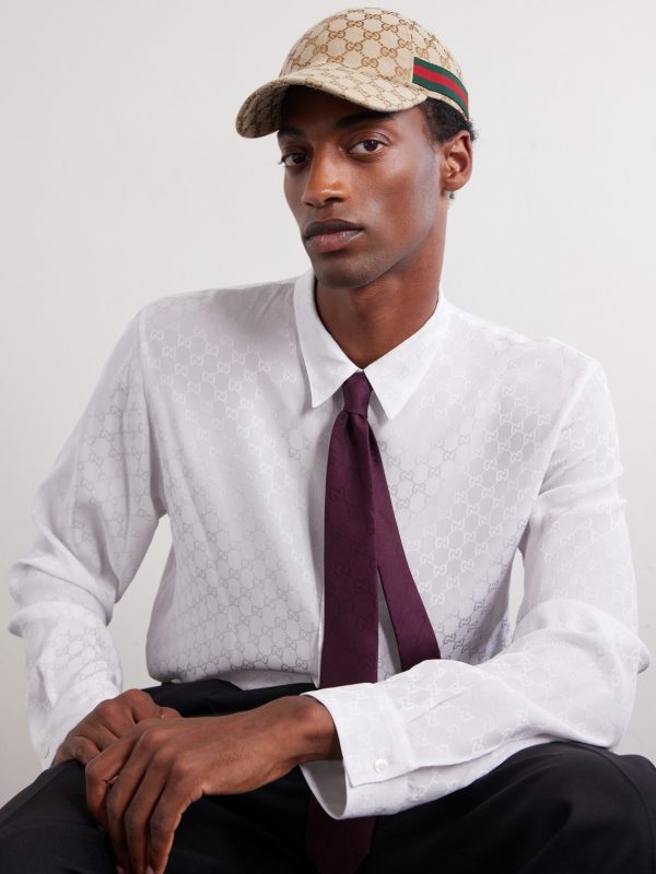 Webbing-Trimmed Logo-Jacquard Canvas Cap - OU Webbing-Trimmed Logo-Jacquard Canvas Cap - OU