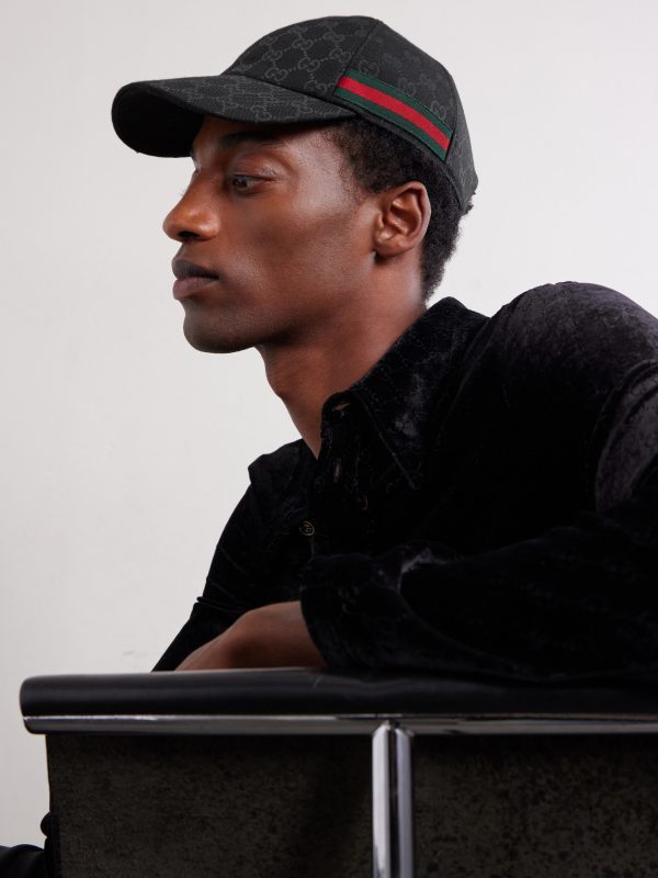 Webbing-Trimmed Logo-Jacquard Canvas Cap - FR Webbing-Trimmed Logo-Jacquard Canvas Cap - FR