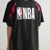 + NBA Oversized Logo-Embroidered Cotton-Jersey T-Shirt - BK + NBA Oversized Logo-Embroidered Cotton-Jersey T-Shirt - BK
