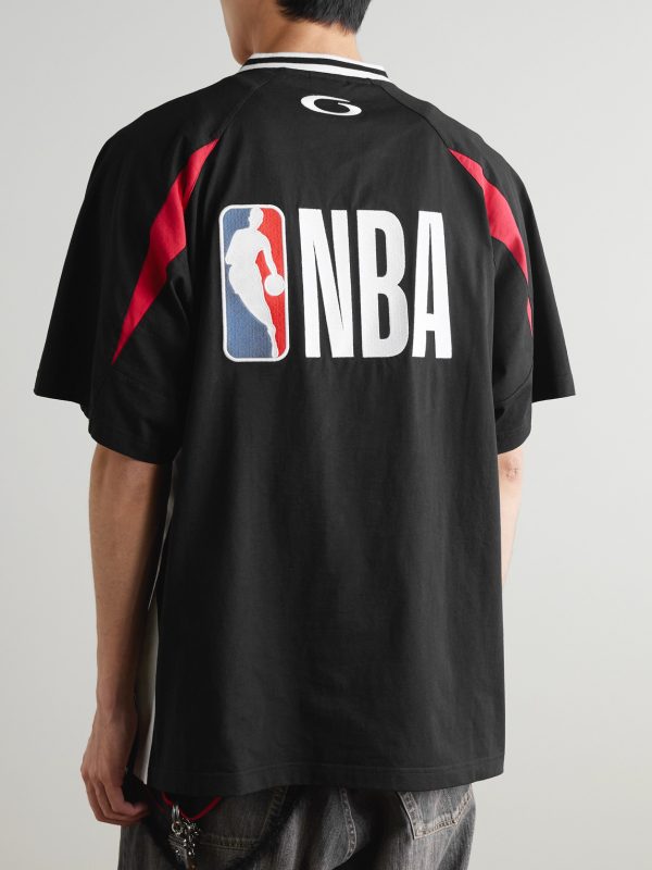+ NBA Oversized Logo-Embroidered Cotton-Jersey T-Shirt - BK + NBA Oversized Logo-Embroidered Cotton-Jersey T-Shirt - BK