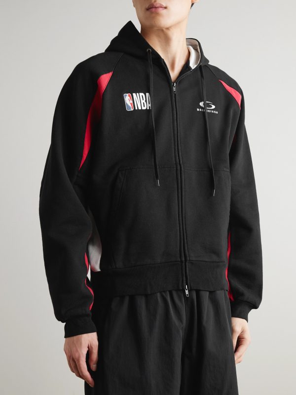 + NBA Oversized Logo-Embroidered Cotton-Jersey Zip-Up Hoodie - FR + NBA Oversized Logo-Embroidered Cotton-Jersey Zip-Up Hoodie - FR
