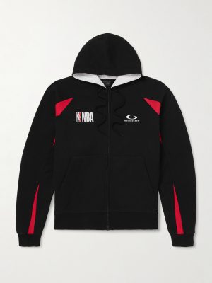 + NBA Oversized Logo-Embroidered Cotton-Jersey Zip-Up Hoodie