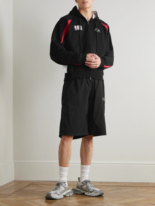 + NBA Oversized Logo-Embroidered Cotton-Jersey Zip-Up Hoodie - OU + NBA Oversized Logo-Embroidered Cotton-Jersey Zip-Up Hoodie - OU