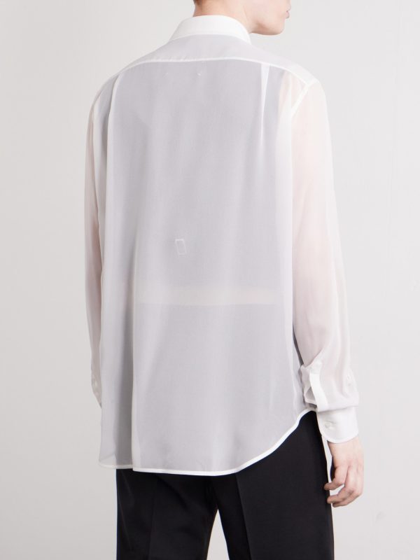 Wool-Trimmed Organza Shirt - BK Wool-Trimmed Organza Shirt - BK