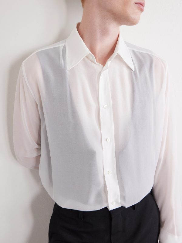 Wool-Trimmed Organza Shirt - CU Wool-Trimmed Organza Shirt - CU