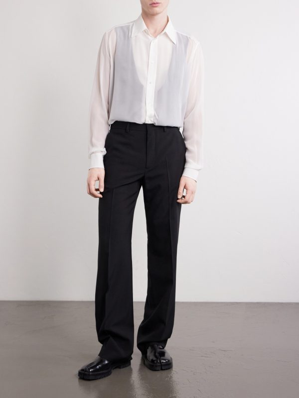 Wool-Trimmed Organza Shirt - OU Wool-Trimmed Organza Shirt - OU
