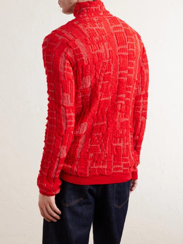 Distressed Wool-Blend Mock-Neck Sweater - BK