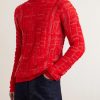 Distressed Wool-Blend Mock-Neck Sweater - FR