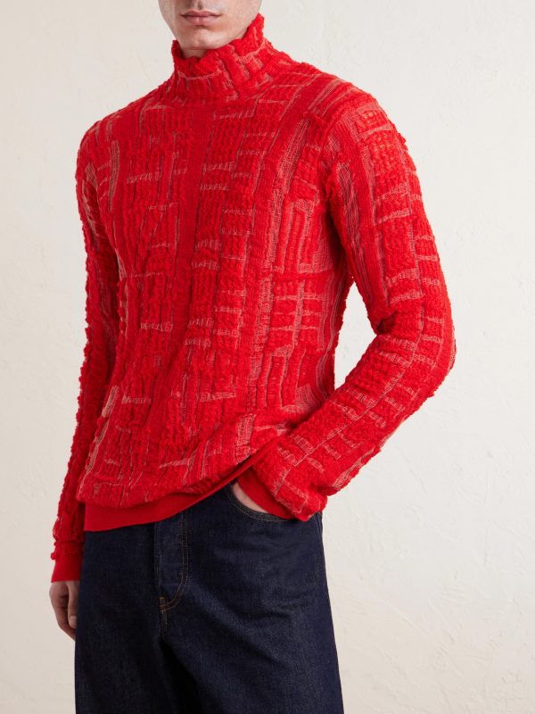 Distressed Wool-Blend Mock-Neck Sweater - FR