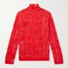 Distressed Wool-Blend Mock-Neck Sweater