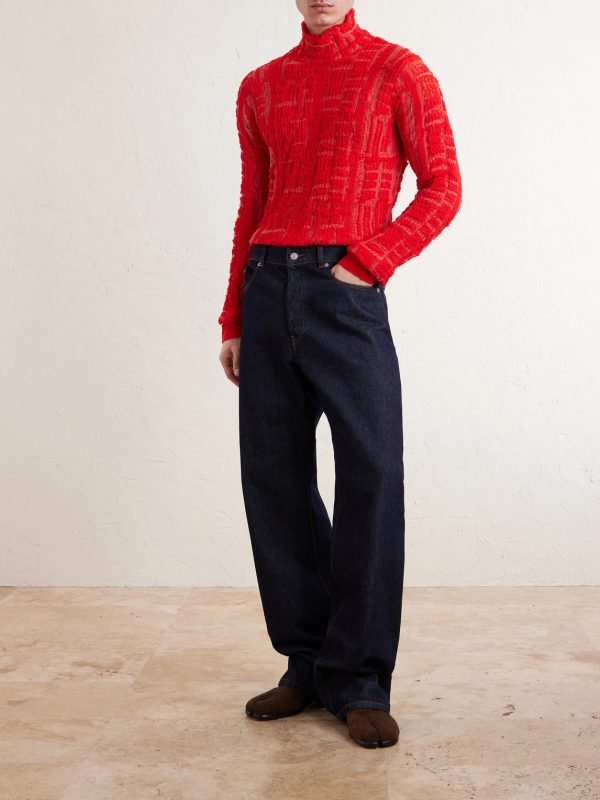 Distressed Wool-Blend Mock-Neck Sweater - OU