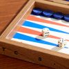 Milos Wood and Leather Travel Backgammon Set - CU