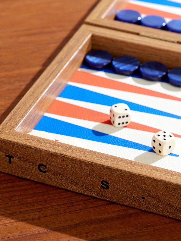 Milos Wood and Leather Travel Backgammon Set - CU