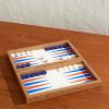 Milos Wood and Leather Travel Backgammon Set