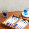 Milos Wood and Leather Travel Backgammon Set - OU