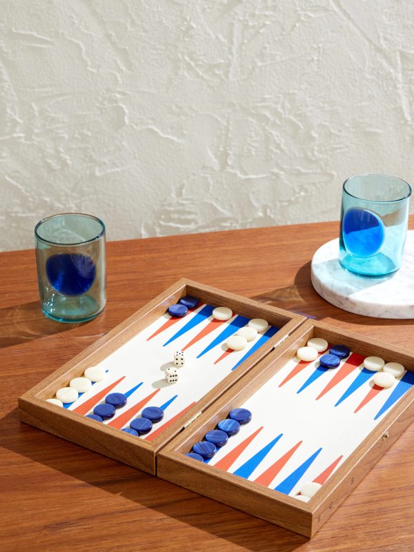 Milos Wood and Leather Travel Backgammon Set - OU