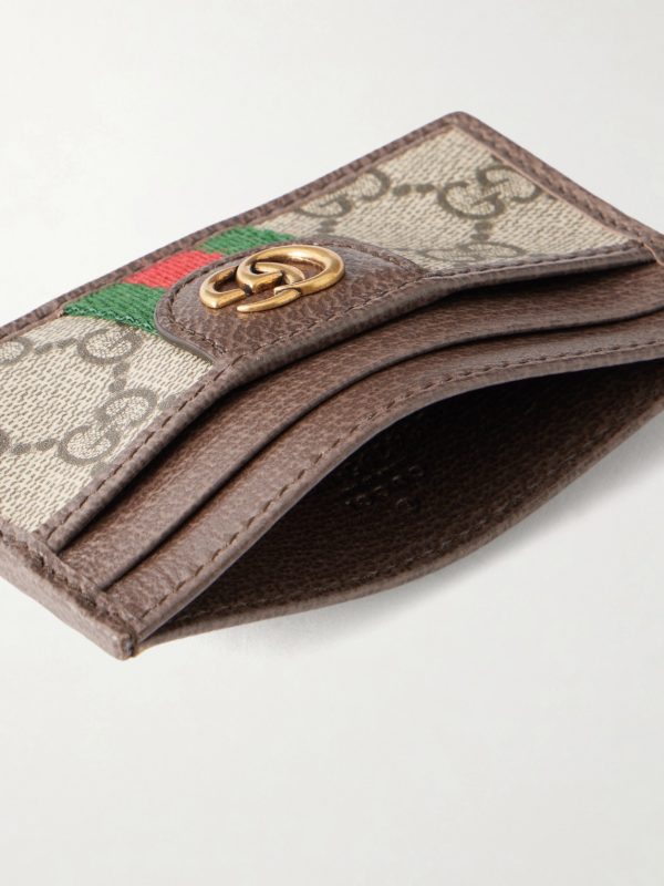 Ophidia Leather-Trimmed Monogrammed Coated-Canvas Cardholder - E1 Ophidia Leather-Trimmed Monogrammed Coated-Canvas Cardholder - E1