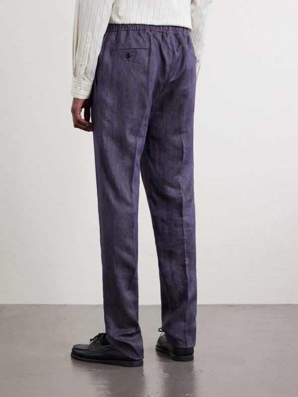 Straight-Leg Linen Trousers - BK Straight-Leg Linen Trousers - BK