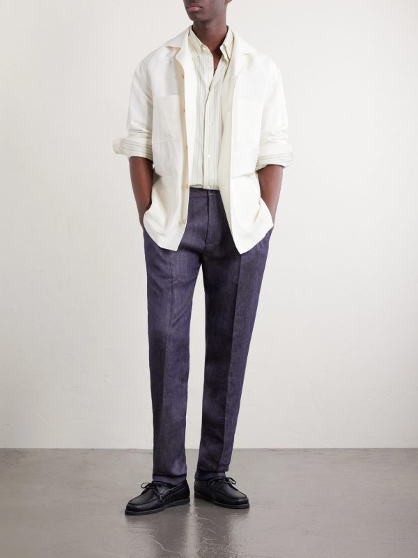Straight-Leg Linen Trousers - OU Straight-Leg Linen Trousers - OU