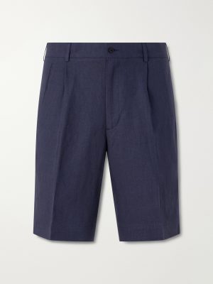 Straight-Leg Pleated Linen Shorts Straight-Leg Pleated Linen Shorts