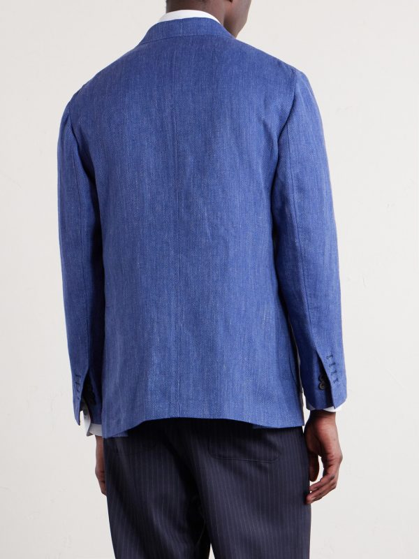 Double-Breasted Linen and Wool-Blend Suit Jacket - BK Double-Breasted Linen and Wool-Blend Suit Jacket - BK